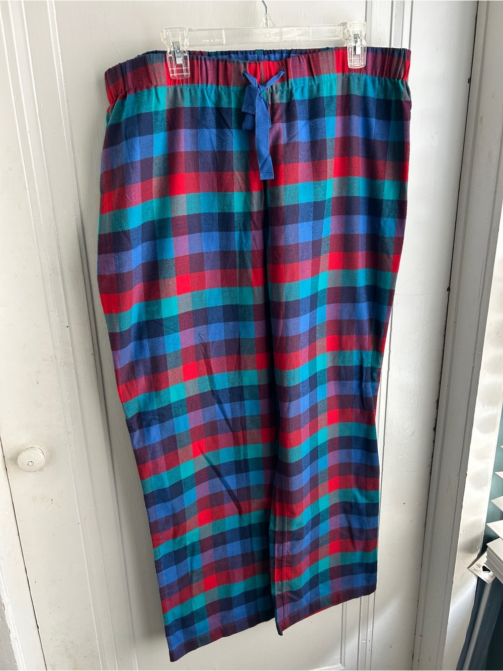 Lands' End Blue and Red Plaid Pajama Pants 100% cotton